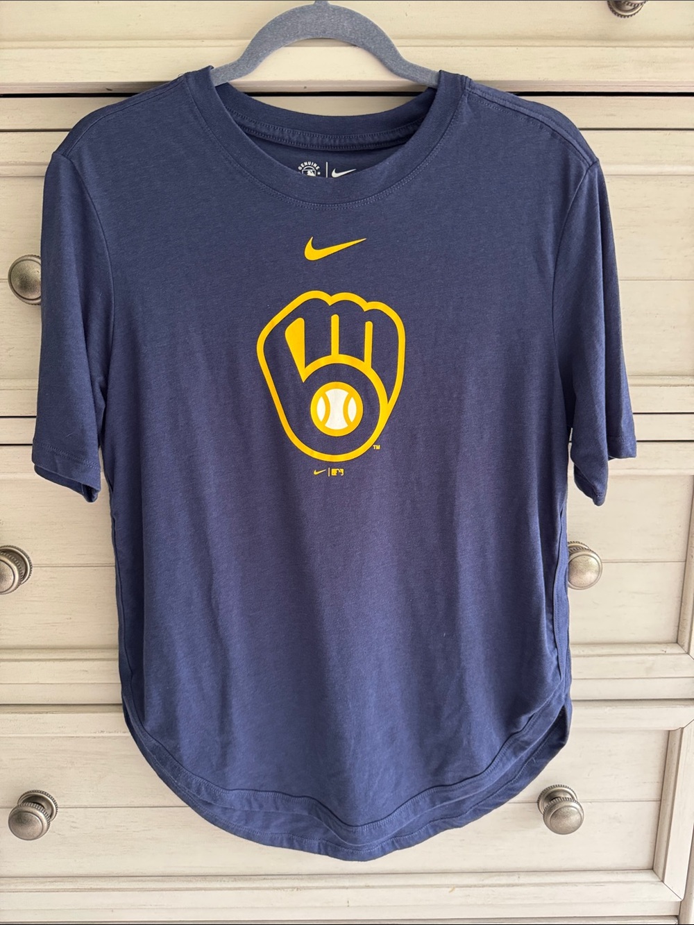 Nike Milwaukee Brewers Navy Short Sleeve Logo Tee SZ M